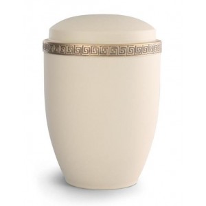 Steel Urn (Grecian Athena Edition - Cream with Gold Block Spiral Border)